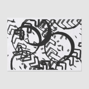 Papier Mousseline Artiste Noir Blanc Grand Cercle Chevron Texture