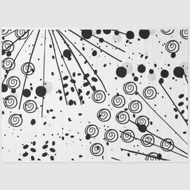 Papier Mousseline Artiste Noir Blanc Grande texture Abstraite spiral (Recto)