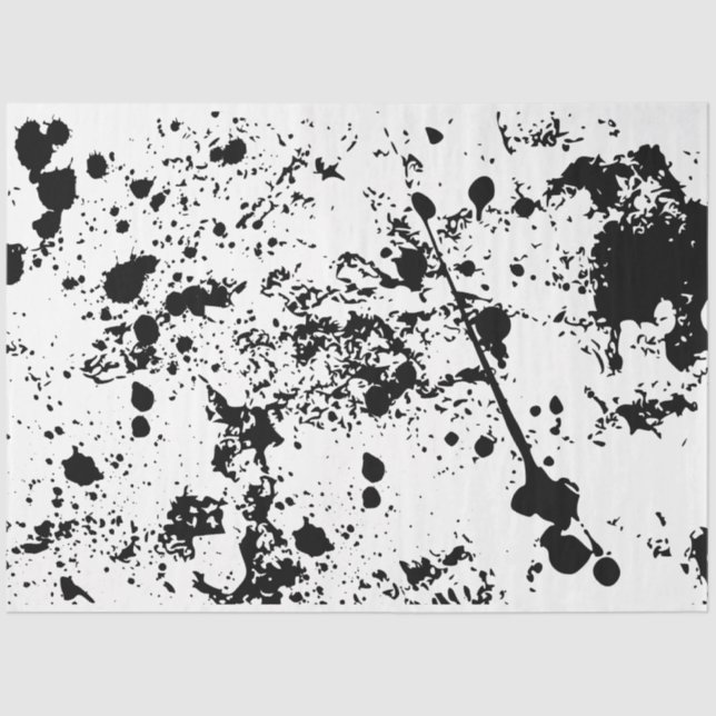 Papier Mousseline Artiste Peinture noir blanc Splatter Grunge Textur (Recto)