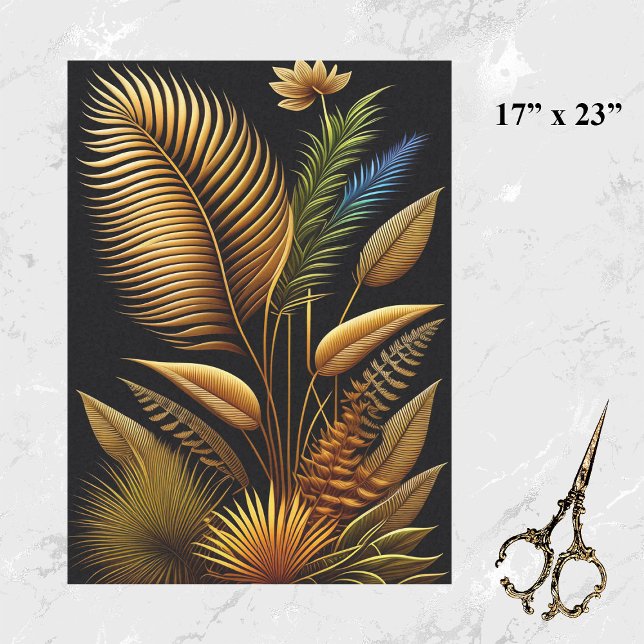 Papier Mousseline Artwork de roseaux d'or tropicaux (Créateur téléchargé)