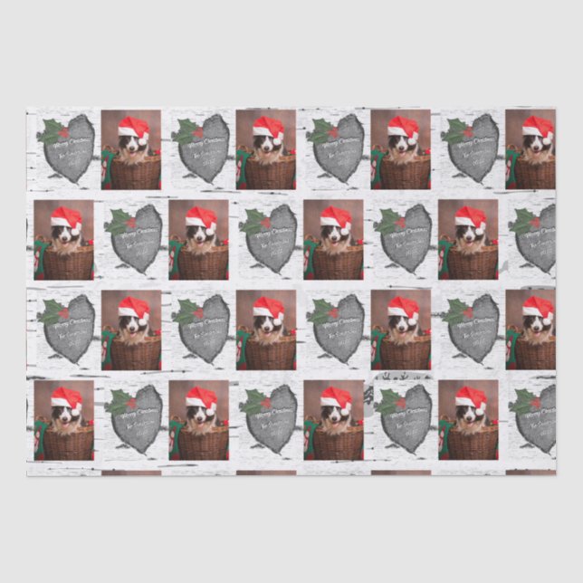 Papier Mousseline Aspen Tree Rustique Bois Coeur Famille Photo Noël  (Recto)