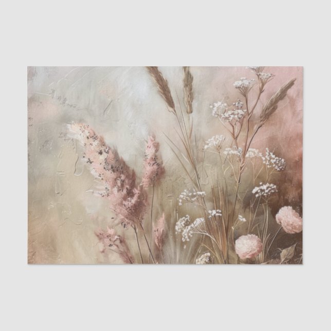 Papier Mousseline Assez Chic Beige Rose Boho Floral  (Recto)