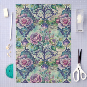 Papier Mousseline Assez Grand Motif Damassé Sans Couture Floral
