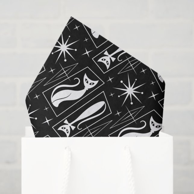 Papier Mousseline Atomique Star Cat MidCentury Moderne de Noël MCM T (Sac cadeau)