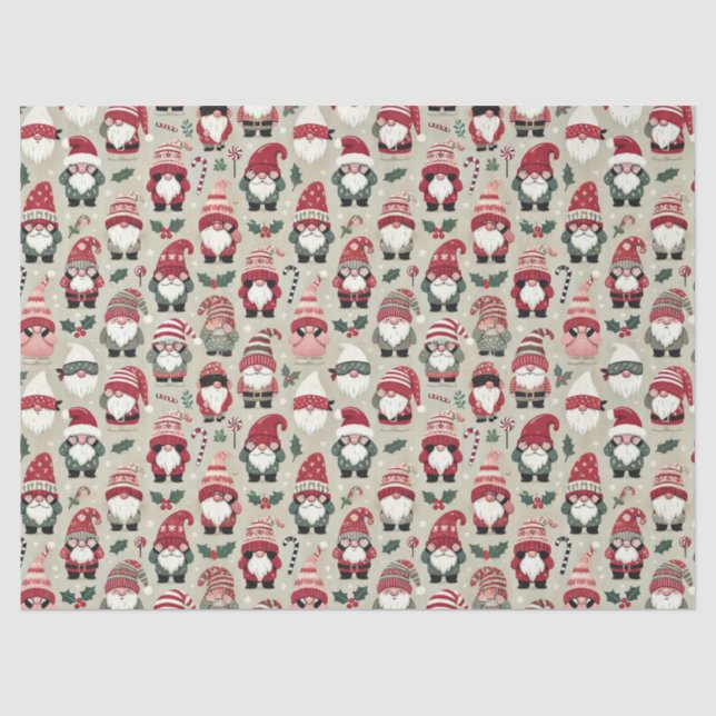 Papier Mousseline Aucun Gnomes de Pékin Fêtes de Noël Coordonnées (Recto)