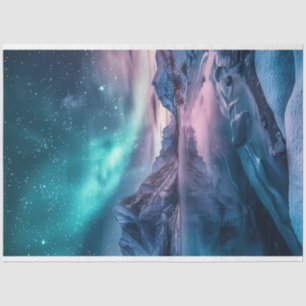Papier Mousseline Aurora Borealis au-dessus du paysage des montagnes