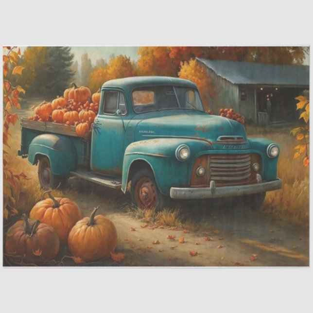 Papier Mousseline Automne bleu (Recto)