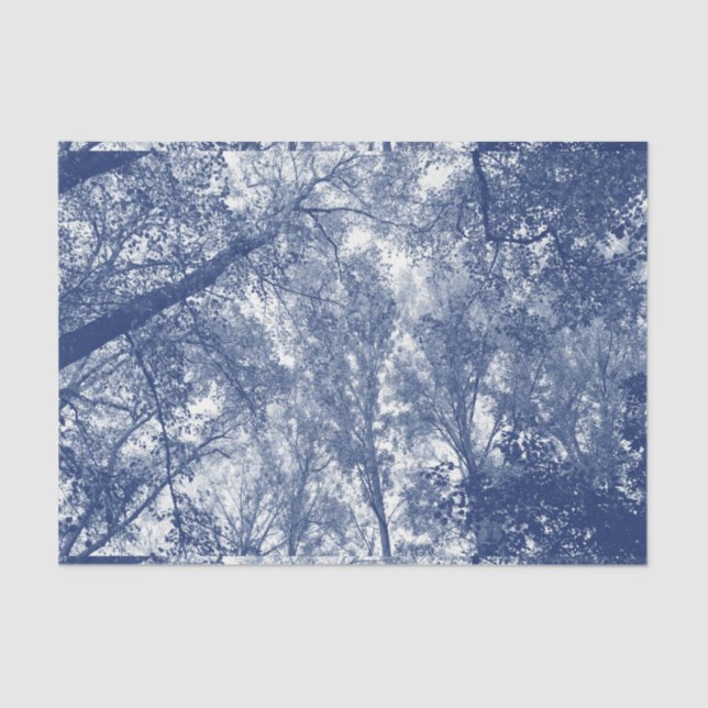 Papier Mousseline Automne Bleu - Effet Cyanotype (Recto)