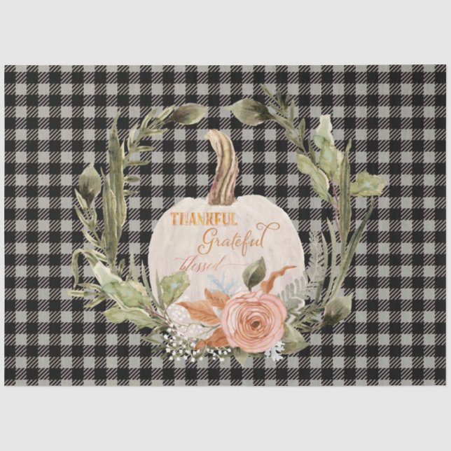 Papier Mousseline Automne Citrouille d'automne Merci Grateful Blesse (Recto)