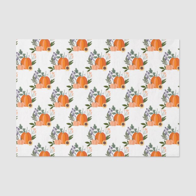 Papier Mousseline Automne Citrouille (Design 43 série Jaune/Orange) (Recto)