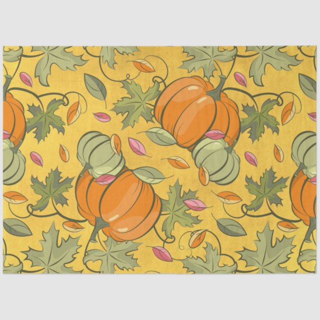 Papier Mousseline Automne Citrouille et Feuille Series Design 20 (Recto)