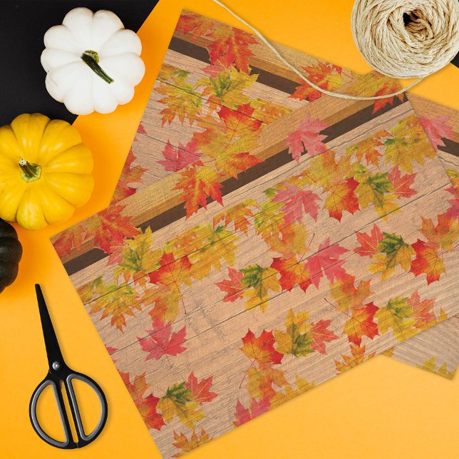Papier Mousseline Automne Érable Feuilles Sur Le Bois D'Érable (Créateur téléchargé)