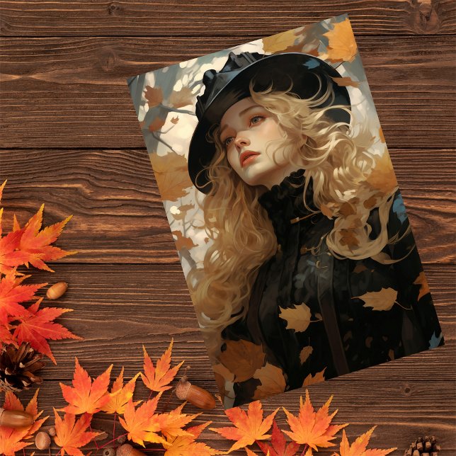 Papier Mousseline Automne Feuilles Jolie Fille Récolte Découpage (Créateur téléchargé)