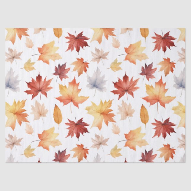 Papier Mousseline Automne Feuilles Terracotta Brown Boho Motif (Recto)