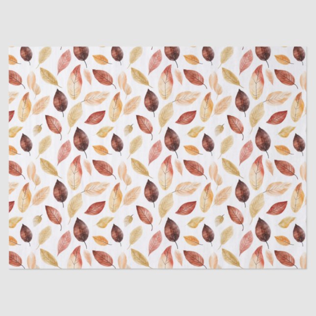 Papier Mousseline Automne Feuilles Terracotta Brown Boho Motif (Recto)