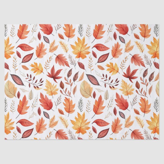 Papier Mousseline Automne Feuilles Terracotta Brown Boho Motif (Recto)