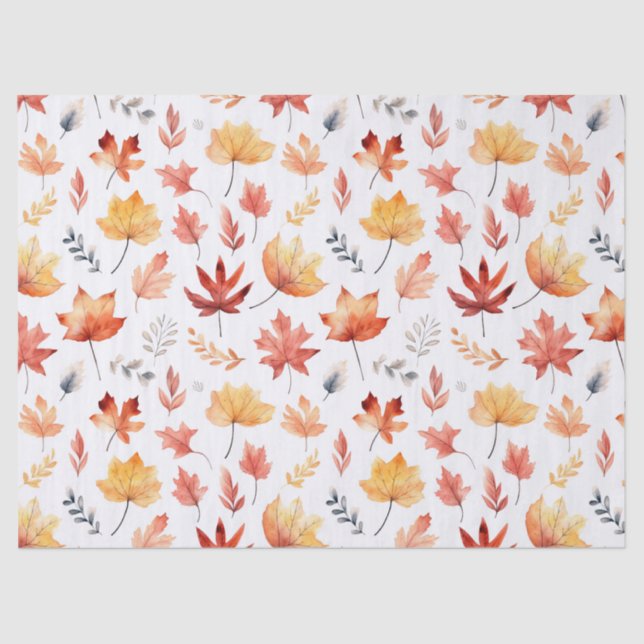 Papier Mousseline Automne Feuilles Terracotta Brown Boho Motif (Recto)