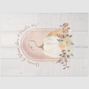 Papier Mousseline Automne Floral Automne Blanc Citrouille Folio Déco