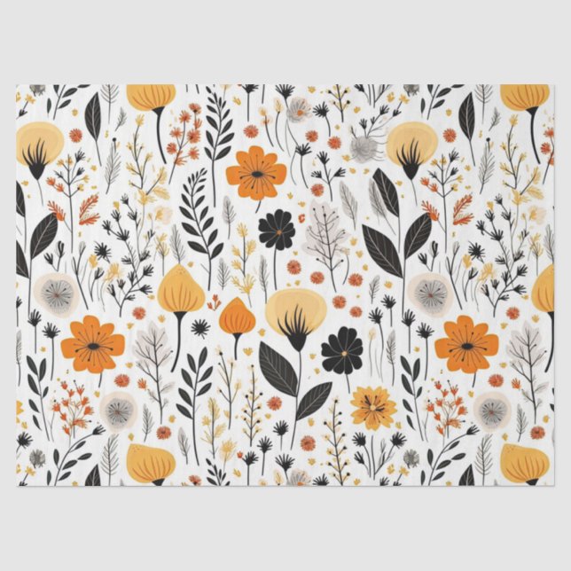 Papier Mousseline Automne Moderne Boho Automne Botanique Floral (Recto)