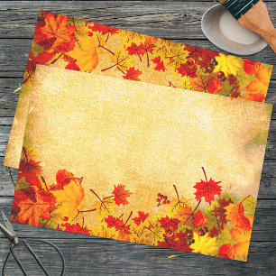 Papier Mousseline Automne Quitte la frontière sur le parchemin