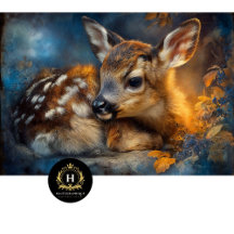 Autumn Woodland Baby Fawn Portrait