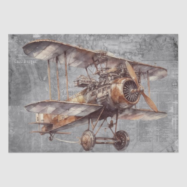 Papier Mousseline Avion Steampunk (Recto)