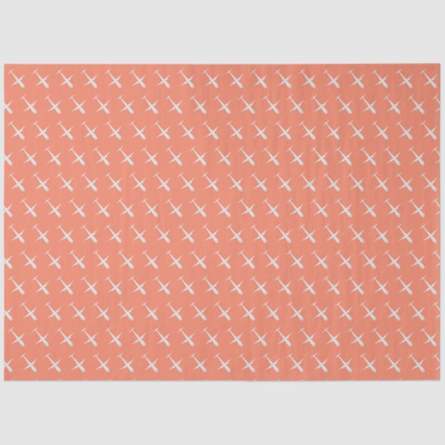 Papier Mousseline Avion sur Coral Pink (Recto)