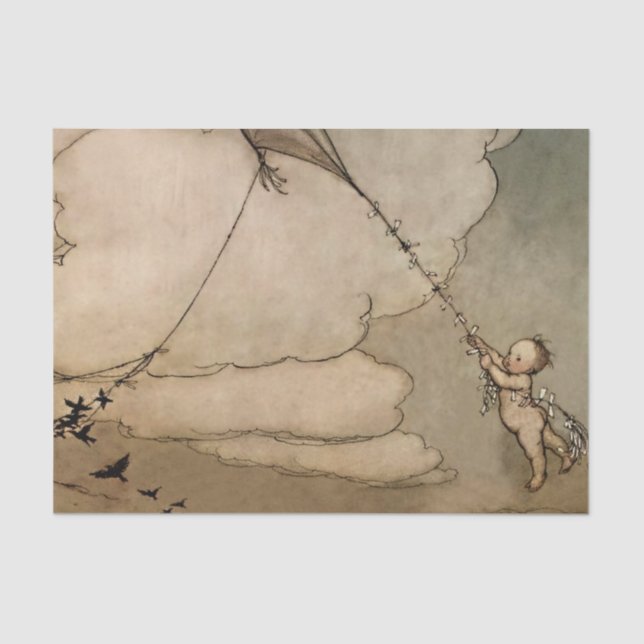 Papier Mousseline "Away On a Kite" par Arthur Rackham (Recto)