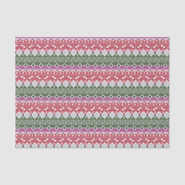 Papier Mousseline Aztec pattern, stripes. (Recto)