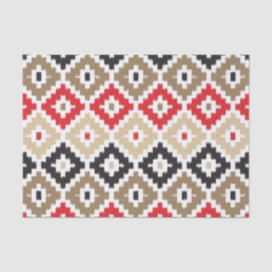 Papier Mousseline Aztec Tribal Print Ikat Diamond Motif