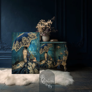 Papier Mousseline Azure Allure French Portrait & Parasol Royal Blue