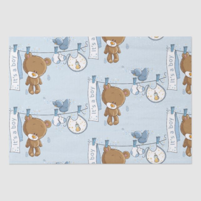 Papier Mousseline Baby Boy Teddy Bear (Recto)