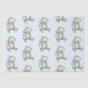 Papier Mousseline Baby Boy Teddy Bear bleu Aquarelle Cadeau