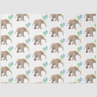 Papier Mousseline Baby Elephant green & blue balloon Tissue Paper.