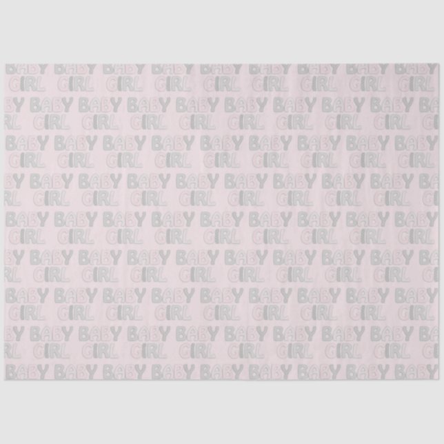 Papier Mousseline Baby Girl Dotty Lettres Pastel rose Grey (Recto)