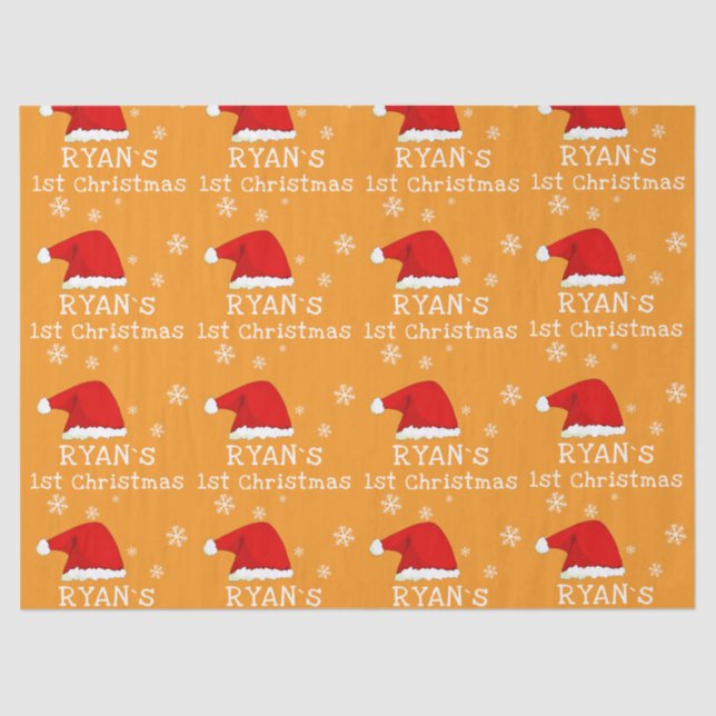 Papier Mousseline Baby`s First Christmas Red Santa Hat Snowflake (Recto)