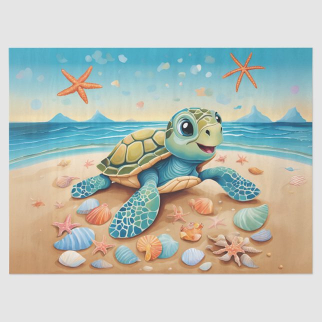 Papier Mousseline Baby Sea Turtle Adventure (Recto)