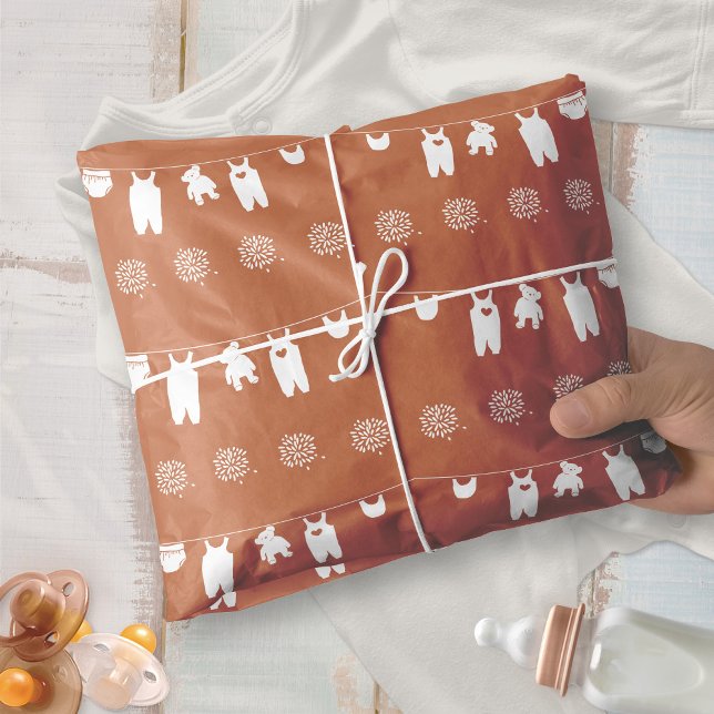 Papier Mousseline Baby Shower Bohème Minimaliste aux Tons Rouillés (Minimalist Rust Gender Neutral Boho Baby Shower Tissue Paper ©Susanne Sachers - Sunny Mind 🌞)