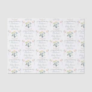 Papier Mousseline Baby shower Cute Dinosaur Nom de maman Bleu