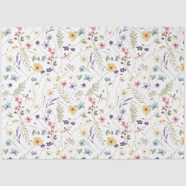 Papier Mousseline Baby shower de jardin papillon fleur sauvage (Recto)