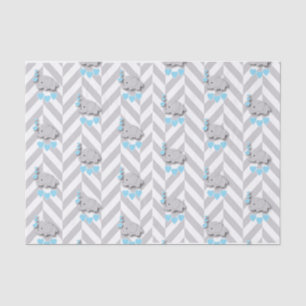 Papier Mousseline Baby shower 👶 éléphant bleu et gris