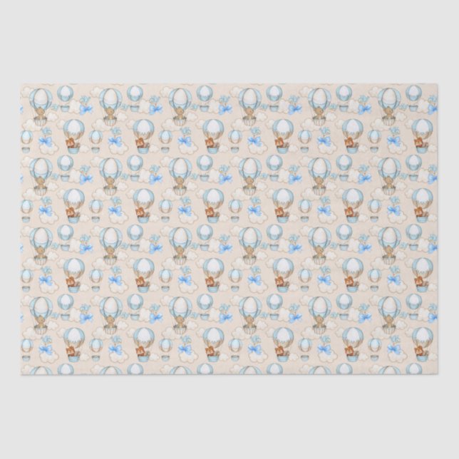 Papier Mousseline Baby shower garçon bleu (Recto)