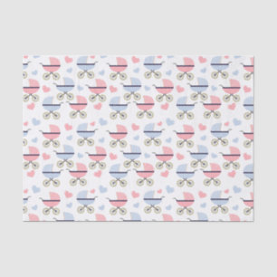 Papier Mousseline Baby shower Motif Pink and Blue Pram