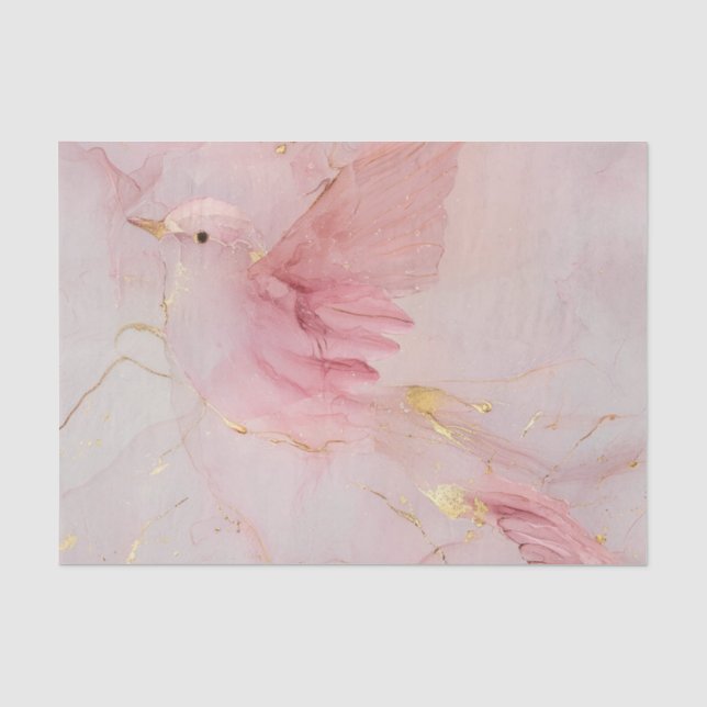 Papier Mousseline Baby Shower Oiseaux Rose Gold (Recto)