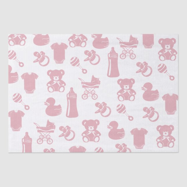Papier Mousseline Baby shower rose (Recto)