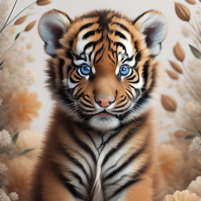 Papier Mousseline Baby tiger in the wildflowers (Créateur téléchargé)