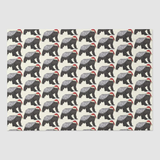Papier Mousseline Badger de miel festif Badass Père Noël Animal de N (Recto)