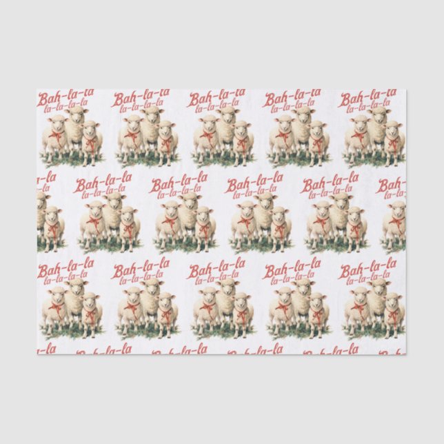 Papier Mousseline Bah La La Cute Retro Noël Moutons (Recto)