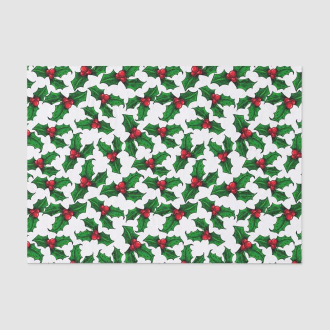 Papier Mousseline Baies Red Holly (Recto)