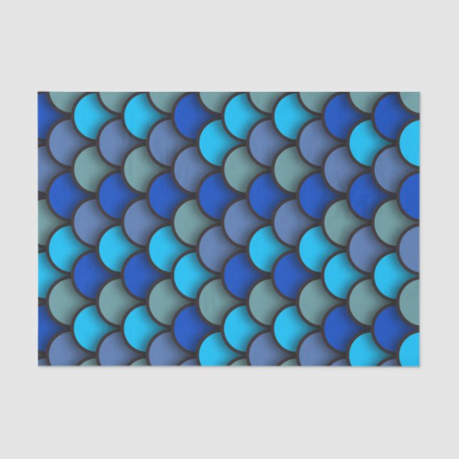 Papier Mousseline Balances de poissons bleues et vertes sous la mer  (Recto)